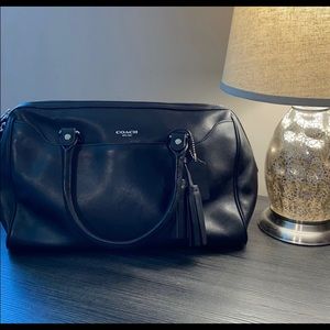 Coach leather top handle purse bag black